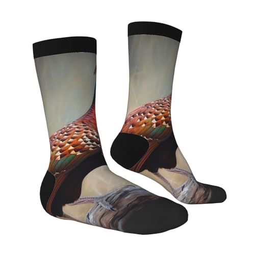 Athletic Socks for Men Sport Running Calf Socks Red Pheasant Crew Socks for Women Novelty Socks2