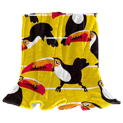Couverture polaire oiseau toucans microfibre chaude 150x100cm - 2