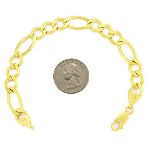 Nuragold 10k Yellow Gold 9mm Figaro Chain Link Bracelet, Mens Jewelry Lobster Clasp 7" 7.5" 8" 8.5" 9" - Image 3