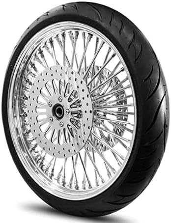 48 Fat Spoke 21x3.5 Wheel Harley 2008-2021 Touring Models w/Tire & 11.8 Rotors (Bolt on Ready) (All Chrome (NON ABS w/Black Wall Tire))