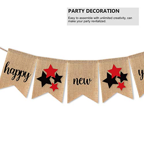 Banner de ano novo Amosfun Happy New Year Banner com design de estrela guirlanda de decoração de fes