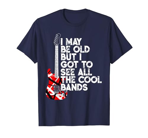 I May Be Old But I Got to See All The Cool Bands 80s Rock T-Shirt, Men, Navy Blue, Large