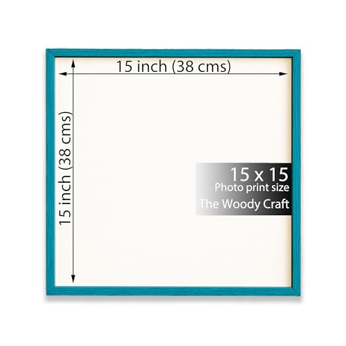 Image of Square Frame 15x15 Inch | Blue Photo Frame For Wall | Artistic Wall Frame | Wooden Photo Frame With Premium Finish | Minimalist Big Photo Frames For Wall | Ideal Wooden Engraved Photo Frame