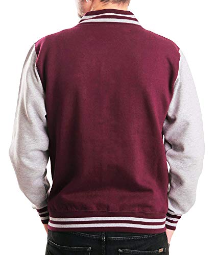 Jaqueta College Masculina Moletom Casaco Colegial (Bordô, P)