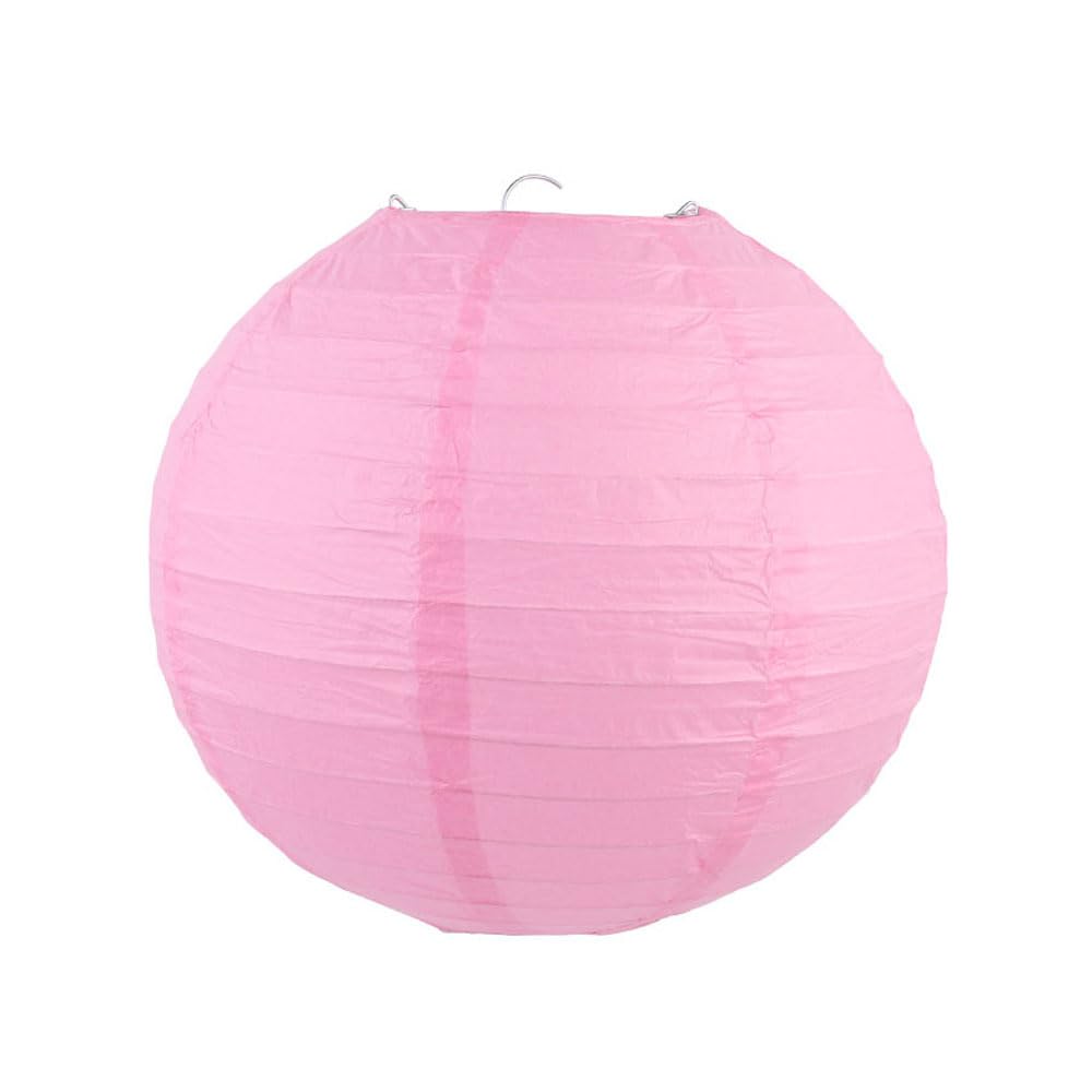 Surwin 8 pack Paper Lanterns Round Colorful Chinese Paper Lantern Hanging Decorations DIY Lampshades Paper Lanterns for Weddings, Birthday, Baby Shower, Mid-autumn festival (14 inch,Pink)