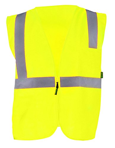 Image of OccuNomix ECO-ISZ-Y3X High Visibility Value Solid Standard Zipper Safety Vest, Class 2, 100% ANSI Polyester Tricot, 3X-Large, Yellow