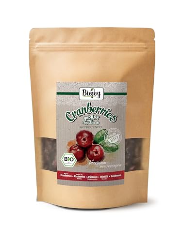 Biojoy Arándanos rojos BÍO (500 gr), secos, dulzura de fruta natural, sin azufre y sin azúcar,...