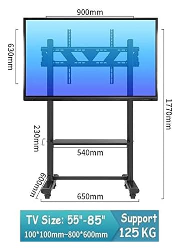 Soporte móvil para TV de 55 a 85 pulgadas en acero negro miniatura 2