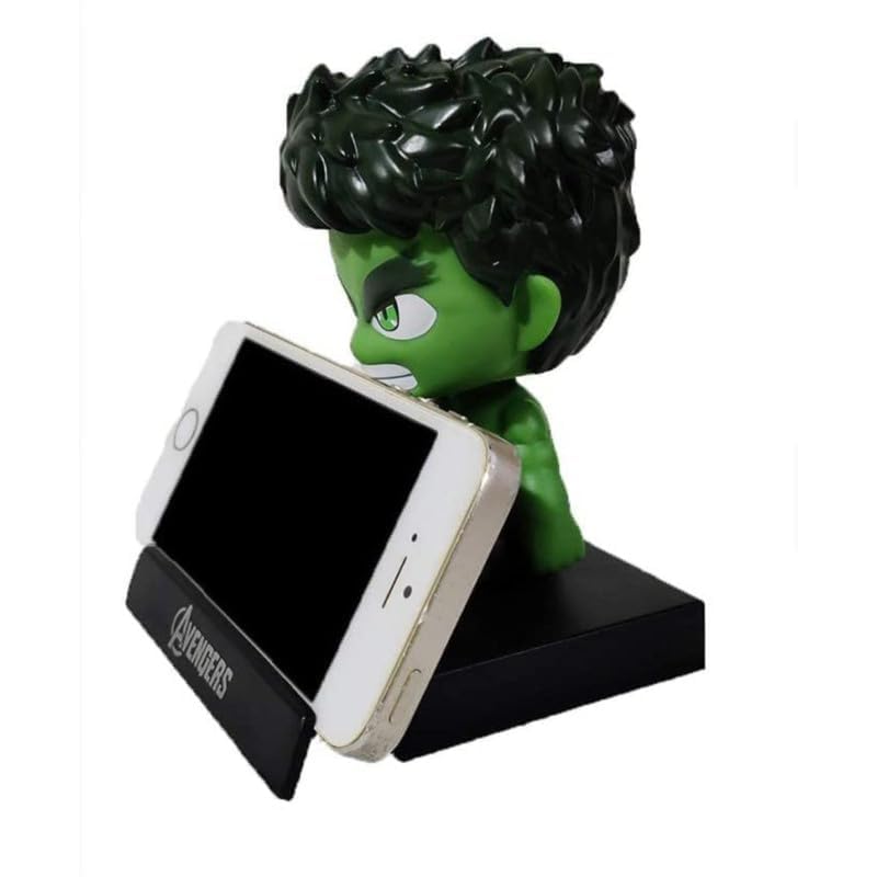Image of Super Hero Action Figure Limited Edition Bobblehead with Mobile Holder for Car Dashboard, Office Desk & Study Table (Hulk)