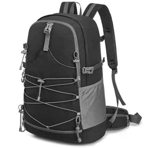 G4Free 40L Lightweight Outdoor Travel Backpack with Rain Cover - Black