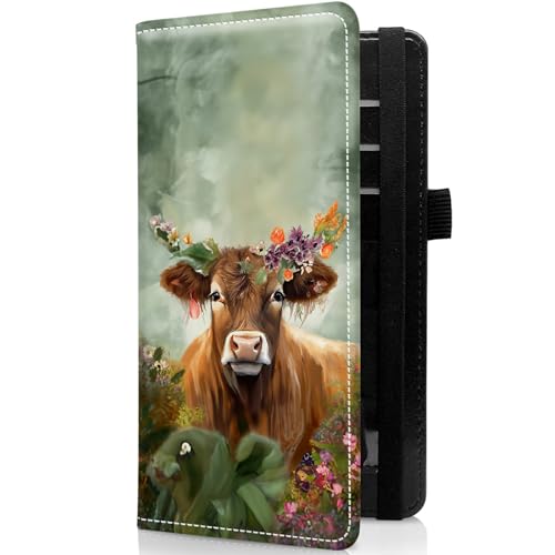 BVCLKJPOI Checkbook Cover for Women & Men, RFID Check book Cover Faux Leather Checkbook Cover for Duplicate Checks & Credit Cards, with Pen Holder Checkbook Cover for Personal Checkbook, Cute Cow