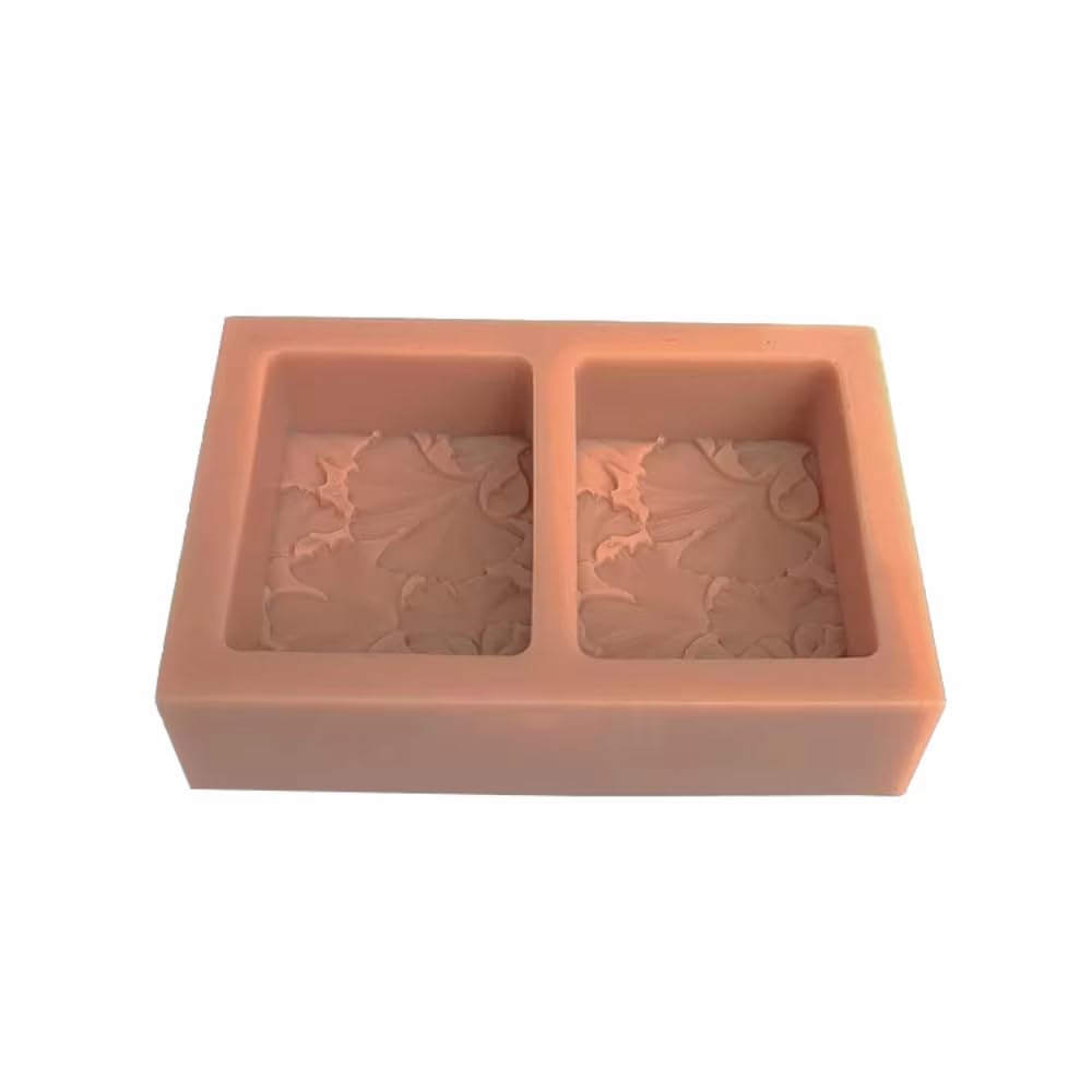Molde de Silicona de 2 Cavidades con Diseño de Hoja de Ginkgo Biloba para Jabón y Repostería