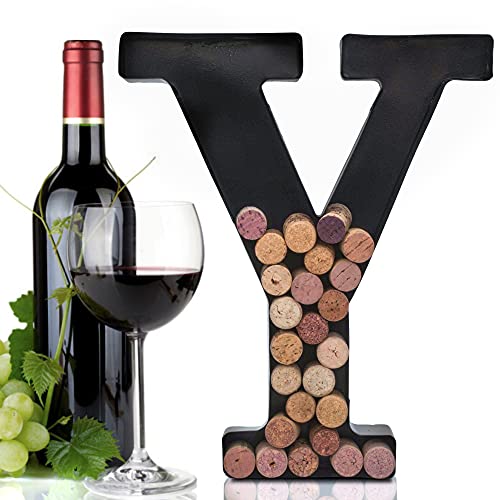 Made Easy Kit Metal Letter Wine Cork Keepsake Saver & Holder Monogram w/Free Wall Mount Kit A-Z (Letter Y, Large)