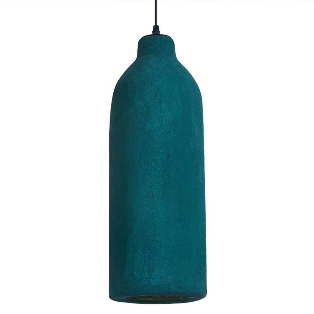 Lampe suspendue cylindrique bleue E27 en résine Wabi-Sabi pour bar et salon