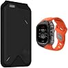 Aulumu G02 V2 billetera magnética y soporte + funda de fibra de carbono A01 con banda para Apple Watch Ultra 49MM [naranja] set de accesorios de negocios 2