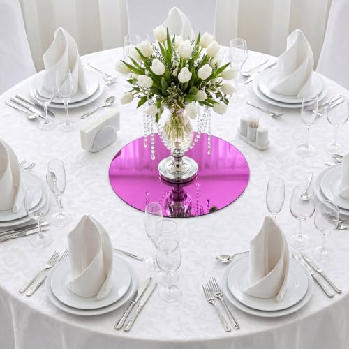 Image of Thyle 12 Pcs 10 Inch Round Mirrors for Tables Centerpieces, Purple | Circle Mirror Trays Plates for Candles, for Wedding Baby Shower Christmas Party Decorations, Lightweight, 1mm