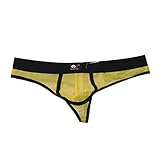 Zacoo Men Sheer Mesh Brief Size L Color Yellow