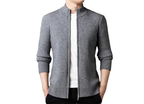 Winter Thick Zipper Turtleneck Cardigan Sweater Men Knitted Warm Sweater Solid Color Business Casual Sweater