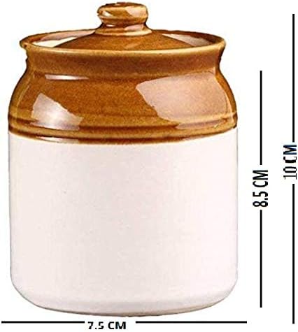 Miniatura 5 de Juego de tarros de cerámica hechos a mano con tapa, recipientes para mesa de comedor y un regalo ideal para la familia, 1 unidad, mediano