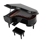 Luocute Miniatur-Klavier, Hölzernes Flügelmodell, Musikinstrument-Ornament mit Aufzugsmechanismus für Heimdekoration, 14 X 11 X 13 cm