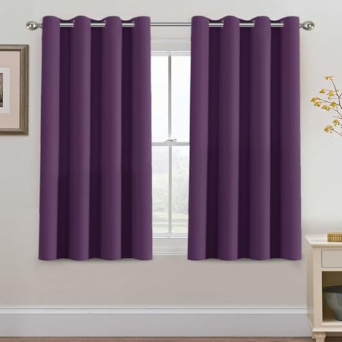 Image of H.VERSAILTEX Blackout Curtain for Living Room Thermal Insulated Window Treatment Curtain Extra Long 45 inch Length Energy Saving Solid Grommet Top Blackout Drape, One Panel, Plum Purple