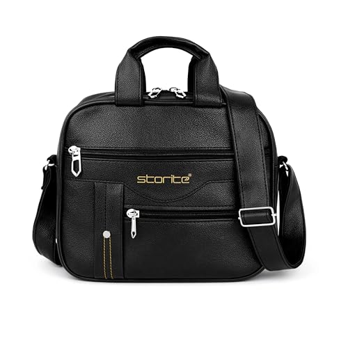 Image of Storite Stylish Small PU Leather Sling Cross Body Travel Office One Side Shoulder Bag for Men Women