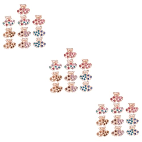 Pince à cheveux miniature : lot de 30 mini pinces crabe colorées avec strass brillants