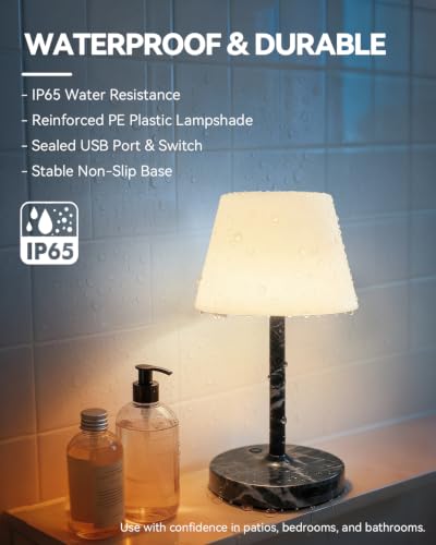 Image of SAIWEYA Outdoor Waterproof Shower Lamp, 5200mAh Rechargeable Bathroom Lamp