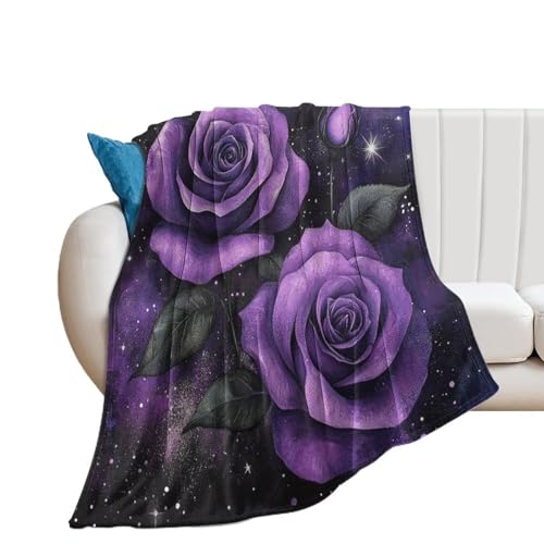 Couverture en flanelle imprimée LilaRosen en microfibre douce pour lit