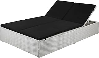 vidaXL Lettino Prendisole Doppio in Polyrattan Sdraio Lounge Sedia Giardino