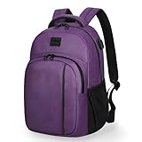 Goloni 15.6 Travel Laptop Backpack with USB Charging Port, Men Man Women Back Pack,Work,Casual College,High Schol Book Bag for Teens Lightweight Waterproof Casual Notebook Bag,Purple