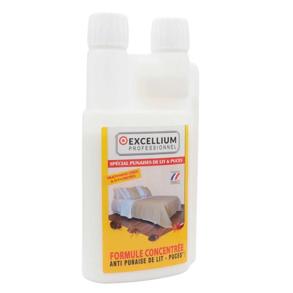 Insecticide Concentré Anti-Punaises de Lit 500ml EXCELLIUM PROFESSIONNEL | Punaises de lit et puces · Concentré à diluer · Grand format 500 ml · Flacon doseur