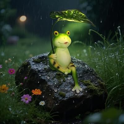XMHBCSM Solar Garden Statues Frog Garden Decor Figurine Lights with Umbrella for Outside,Yard Decorations Outdoor Patio Decor,Gardening Gifts for Women Mother's Day