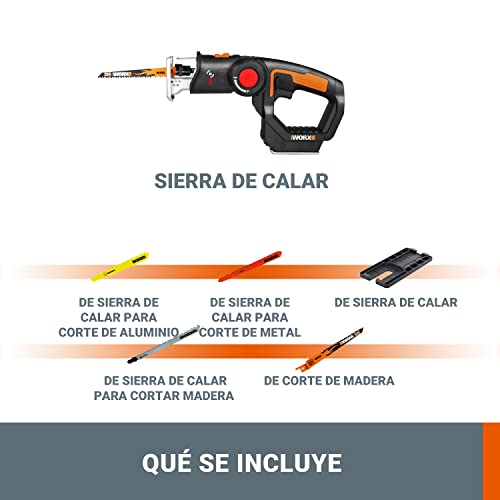 Miniatura 6 de Sierra Sable Y De Calar 2en1 20v Worx Powershare Wx550.9 - Sin Batería, Ni Cargador Cambio De Cuchilla Sin Herramientas, Velocidad Variable