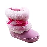 Baby Infant Bowknot Boots Soft Crib Shoes Toddler Warm Fleece Prewalker 0-18M (Small(0-6 Months), Pink)