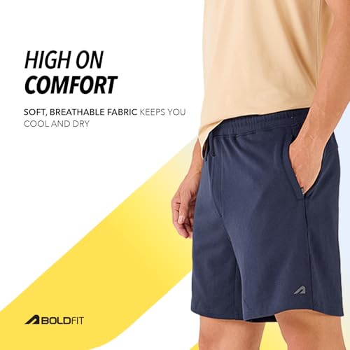 Image of Boldfit Shorts for Men Solid Men Shorts Regular Fit Gym Shorts for Men Workout Yoga Outdoor All Day Shorts for Men All Season Wear Cotton Poly Quick Dry Mens Shorts Yoga Shorts