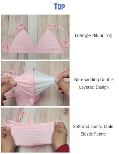 Women Triangle Bikini Scrunch Butt, Sexy Halter String Two Piece Swimsuit4