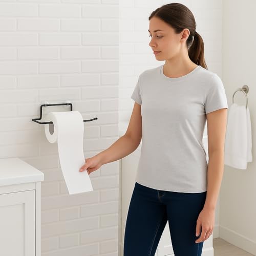 Image of Toilet Paper Roll Holder Kitchen Towel Hanger Kitchen Roll Holder Kitchen Tissue Roll Holder Toilet Roll Holder for Bathroom Toilet Tissue Rolls Holder(Pack of 2)