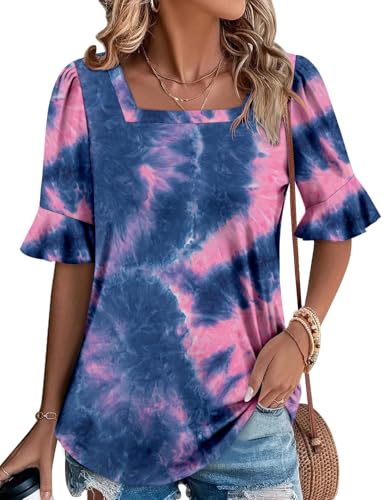 ROSELINLIN Half Sleeve Top for Women Summer Dressy Casual Tunic Top2