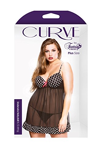 Fantasy Lingerie Women's Plus-Size Polka Dot Underwire Baby Doll and G-String, 1X/2X - Thumbnail 3