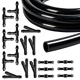 4M Schwarz Auto wischwasserschlauch mit Kit 18 schlauchverbinder (Y/I/T Typ), HQMYKOR Automotive Schlauch Universal Wischwasserschlauch zum Anschluss von Auto-Wasserpumpe und Düse