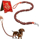 VYNQVHC Sausage Leash for Dogs, Hot Dog Style Pet Walking Lead, Rubber Sausage-Shaped Dog Leash with Comfortable Grip for Daily Walks, Puppy Outings, Pet Photos, and Playful Outdoor Use (1pcs)