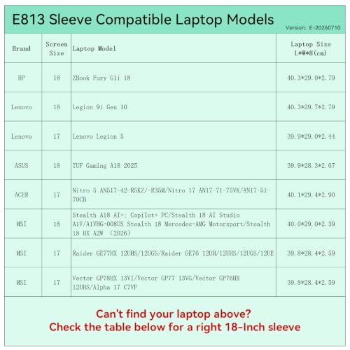 Image of Smatree Elite Laptop Sleeve for 17-18 inch HP /Lenovo /ASUS /ACER /MSI | for 17-18 inch HP ZBook Fury G1i 18,Lenovo Legion 5 /9i,ASUS TUF Gaming A18 2025,ACER Nitro,MSI Stealth /Raider /Vector (E813)