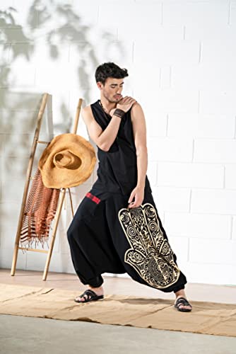 Image of The Veshti Company Printed Harem Pants for Men's Cotton Hippie Style Baggy Boho Yoga Pajama Pant with Pocket