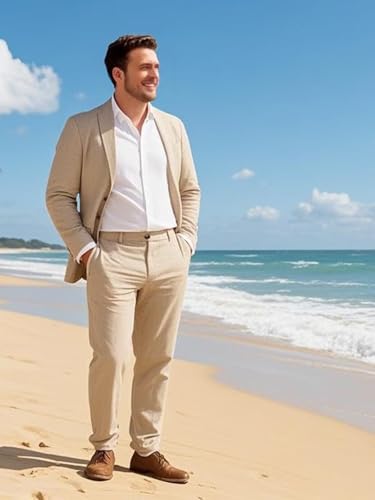 Linen Mens Blazer Slim Fit Formal Men Blazer for Business 2 Button Causal Sport Coat Wedding Prom Party3