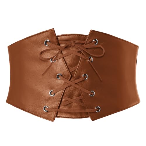 Corset élastique marron en similicuir chic et confortable pour femme