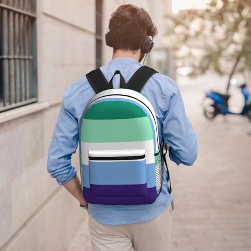 Gay Men Five stripes LGBT Pride Flag Rainbow Fashionable Daypack 17 Inches Zippers Backpack Double Shoulder Bag for Women Men4
