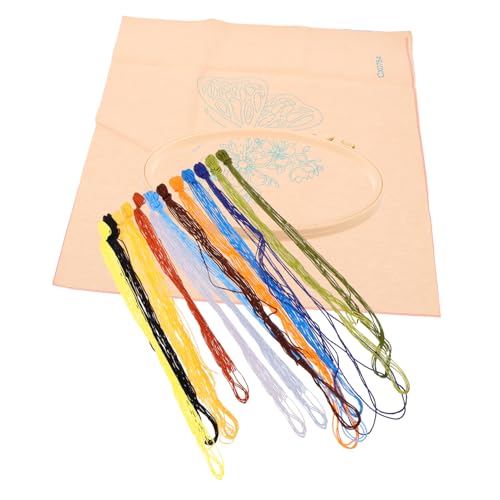 VILLCASE Kit de Diy con Aro para Punto Cruz para Bordar Flores y Mariposas para Principiantes y