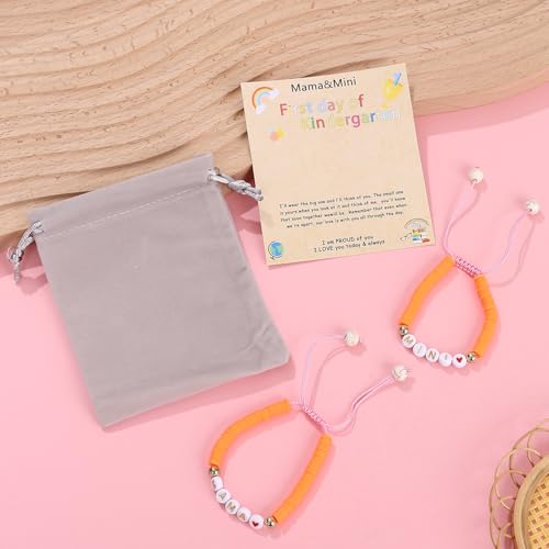 Image of First Day of Preschool Bracelet Back to School Gifts for Kindergarten / Preschool / School Gift Mama and Mini Adjustable Mother Daughter Bracelets as Supplies for Girls to Relieve Study Anxiety