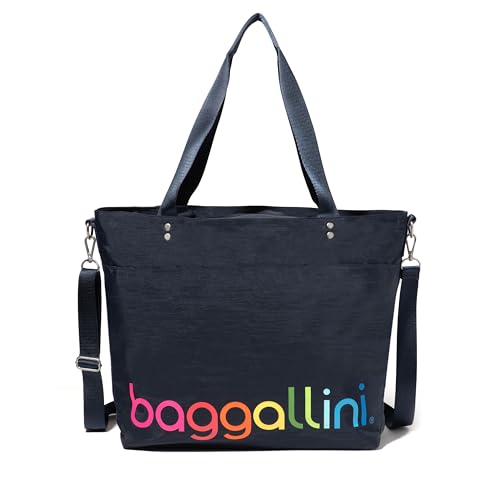 Image of Baggallini Carryall Tote - Lightweight Nylon Zipper Top Weekender Travel Beach Bag w /Luggage Sleeve